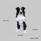 Border Collie Solar Welcome Statue, Hand-Painted Resin Sitting Dog Figurine with Lantern and Dual Wooden-Style Signs, Intelligent Guardian Sculpture for Garden and Porch Décor