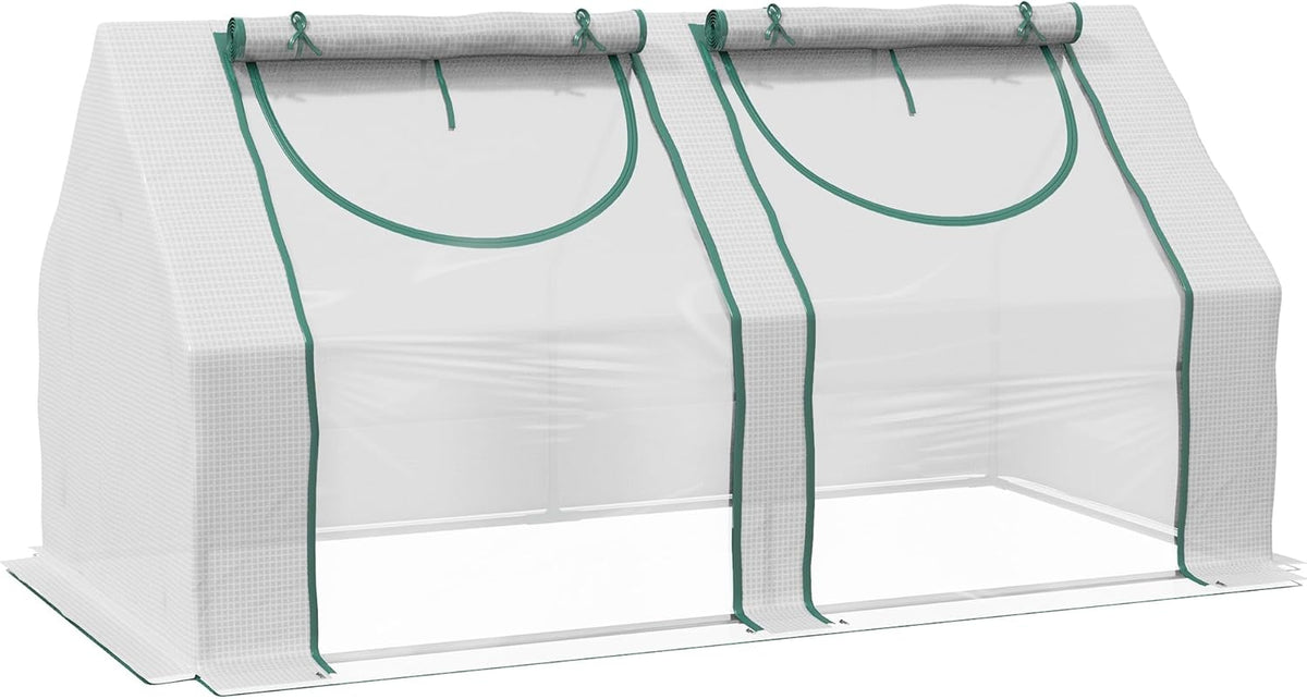 Outsunny 6' x 3' x 3' Portable Greenhouse, Garden Green House with 2 PE/Plastic Covers, Steel Frame and 2 Roll Up Windows, Clear