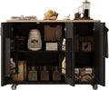 Kitchen Storage Islands and Carts with Drop Leaf Countertop Internal Storage Rack, Black Kitchen Island with Wheels Towel Rack， for Kitchen, Dining Room, Black
