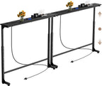 Keelian 78 inch Behind Couch Table with Outlets Adjustable Sofa Table Black