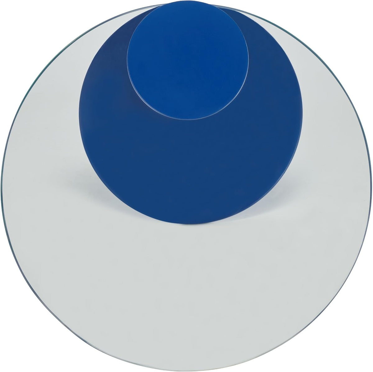 SAFAVIEH Couture Collection - Richardson Blue Metal Accent Table, Sculptural Modern Side Table, Round Glass Top Design (SFV6804C)