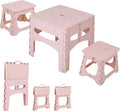 Kids Foldable Table & Chairs Set, Portable Toddler Activity Picnic Kit, 1 Table 2 Chairs Lightweight Plastic Play Furniture Indoor Outdoor Camping Backyard