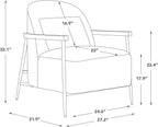 CHITA Accent Chair Set of 2, Sherpa Armchair with Wooden Armrest, Ivory