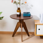Maydear Bamboo Round Side Table Small Accent Table or Coffee Table for Living Room, Bedroom, or Office, Easy Assembly, 3-Leg Design