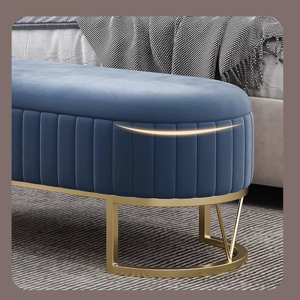 Modern Storage Bench Upholstered Bedside Stool with Metal Legs Modern for Living Room Entryway Entryway(Pink,Medium)