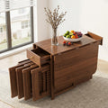 Folding Drop Leaf Dining Table with Hideaway Chairs for Small Spaces | Ready Assembled, Space Saving, Storage Cabinet, 4 Lockable Wheels, Supports up to 300 lbs, Solid Wood & Wood Grain Finish