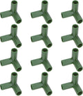 4 Pcs 11mm Greenhouse Frame Building Connectors, 3 Way Right Angle Pipe Fitting for Grape Trellis/Sunscreen Shed/Gardening Plant Stakes, Greenhouse Accessories [Green]