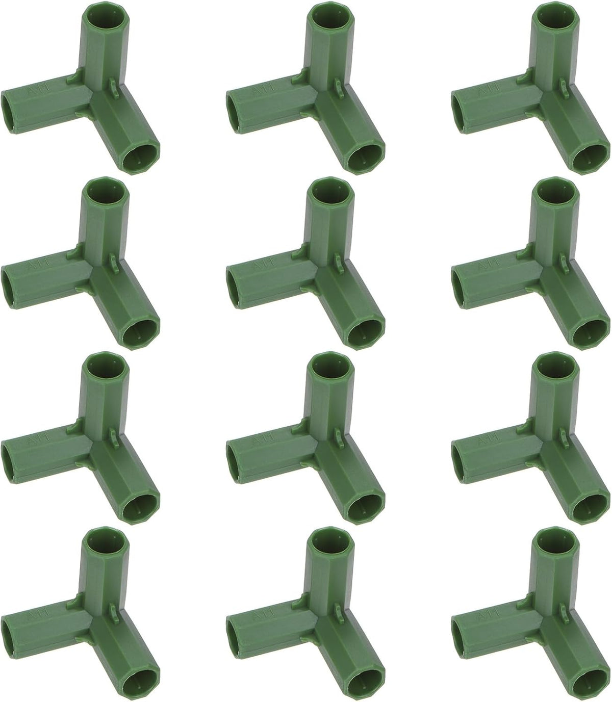12 Pcs 11mm Greenhouse Frame Building Connectors, 3 Way Right Angle Pipe Fitting for Grape Trellis/Sunscreen Shed/Gardening Plant Stakes, Greenhouse Accessories [Green]