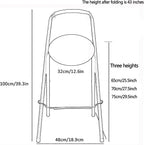 QQXX Folding Bar Stool with Footrest,Leather Padded Folding Kitchen Stool,Portable Counter Height Foldable Stool Tall Bar Stools for Outdoor Kitchen Shop Cafe(2 Pc, White Seat Height 25.5")
