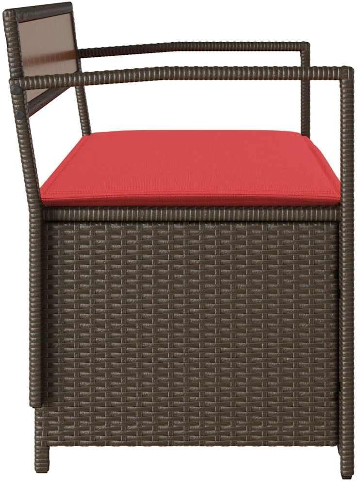PE Rattan Patio Storage Bench with Cushion, Outdoor Seat for Cushions and Garden Supplies, Waterproof Inner Bag and Gas Spring Lid
