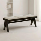 Modern Retro Wooden Upholstered Dining Table Cloakroom Shoe-Changing Stool Bedroom Bed-end Entryway(Large)