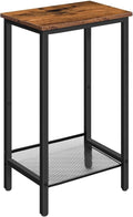 Telephone Table High Sofa Side Table with Adjustable Mesh Shelf Narrow Bedside Table for Office Hallway Living Room Brown