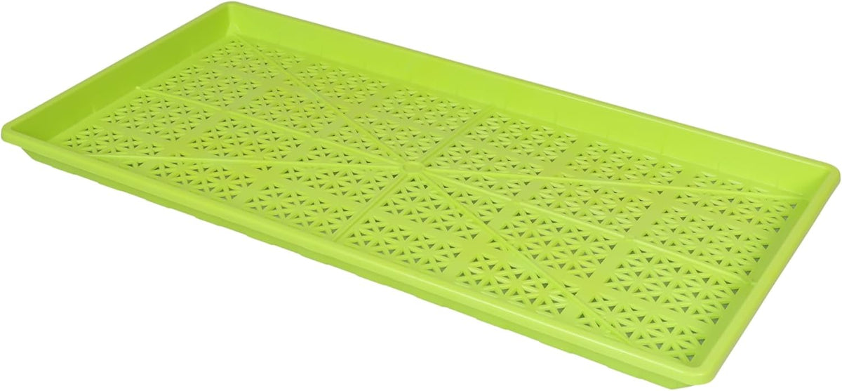 SUNPACK 10" x 20" Heavy Duty Mesh Plastic Seed Starting Tray, Lime Green, 1" - Ensures Water Drainage and Aeration, Perfect for Greenhouses or Indoor Gardening