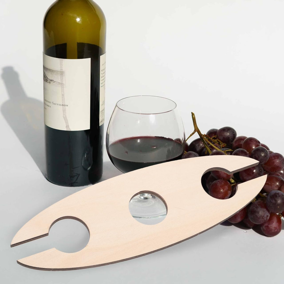 Cabilock Wooden Wine Rack with Glass Holder Compact Wine Display Stand for Home Kitchen Bar Office 8.66X2.75X0.19 Inch