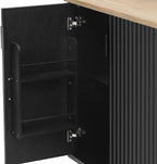 Isla para Cocina with Drop Leaf with Storage and Dining Table, Island for Kitchen with Wheels Towel Rack， for Kitchen, Dining Room, Black
