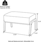 Glitzhome Rectangle Ottoman Bench, Modern Coffee Leatherette Footstool with Walnut Rubberwood Legs for Living Room, Bedroom