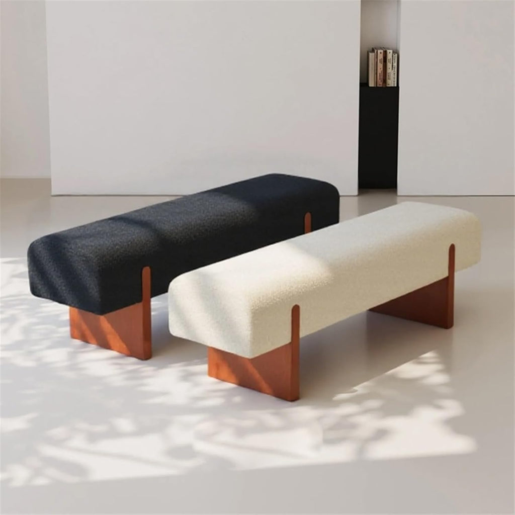 Modern Wooden Bed end Bench Dining Table Upholstered Shoe Changing Dressing Room Rest Area Entryway(Medium)