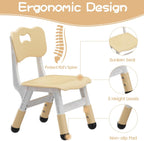Jojoka Natural Wood Kids Table & 6 Chairs Set – with Storage Box | for ages 2-10, Built-in storage box, Graffiti desktop for creative play, Non-slip legs for safety.