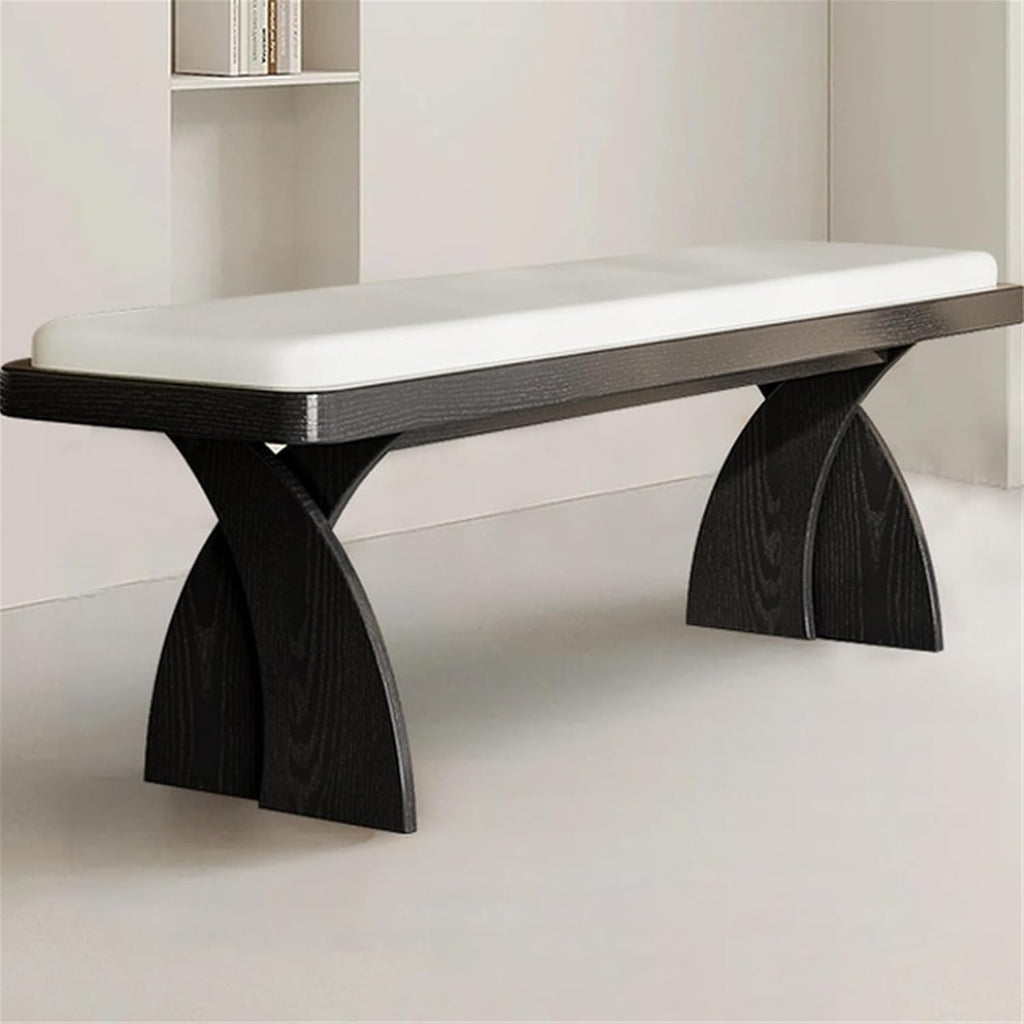 Modern Retro Wooden Long Bench at The Foot of The Bed in The Bedroom Dressing Room or Home for Changing Shoes Entryway(Small)