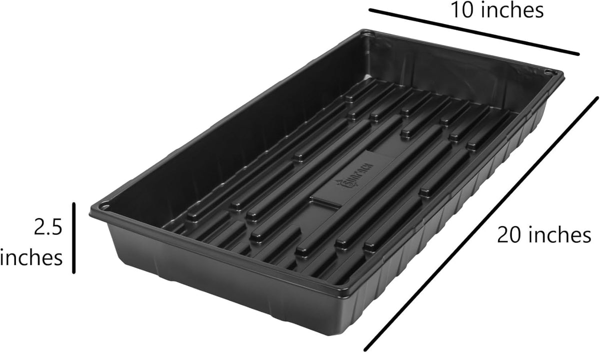 SUNPACK 10" x 20" Extra Strength Plastic Seed Starting Tray, Black, 2.5" (Pack of 30) - No Drainage Holes, Ideal for Greenhouses or Indoor Gardening - Made of BPA-Free Plastic
