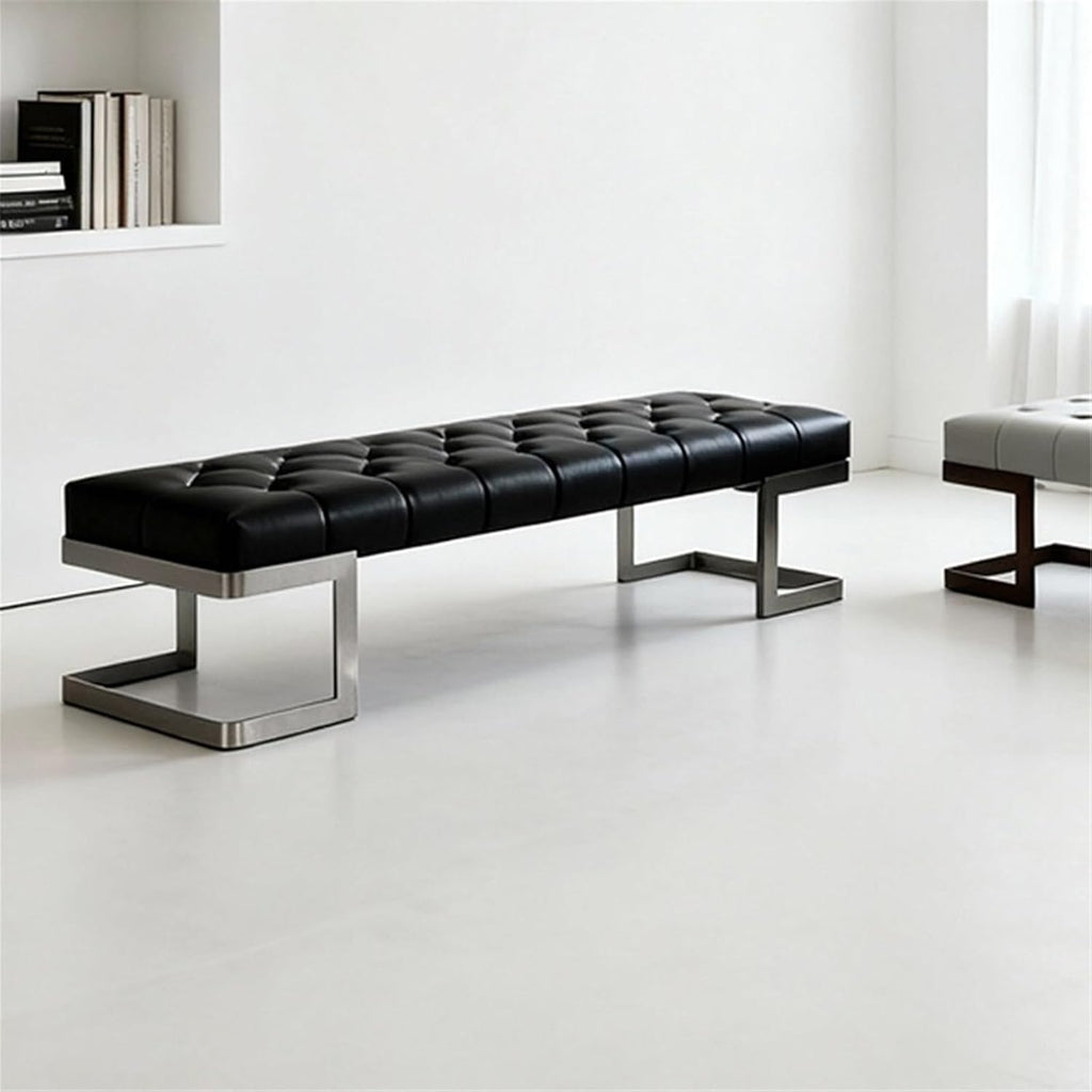 Modern Leather Bed end Stool Bedroom Dressing Room Living Shoe Changing Entryway(Large)