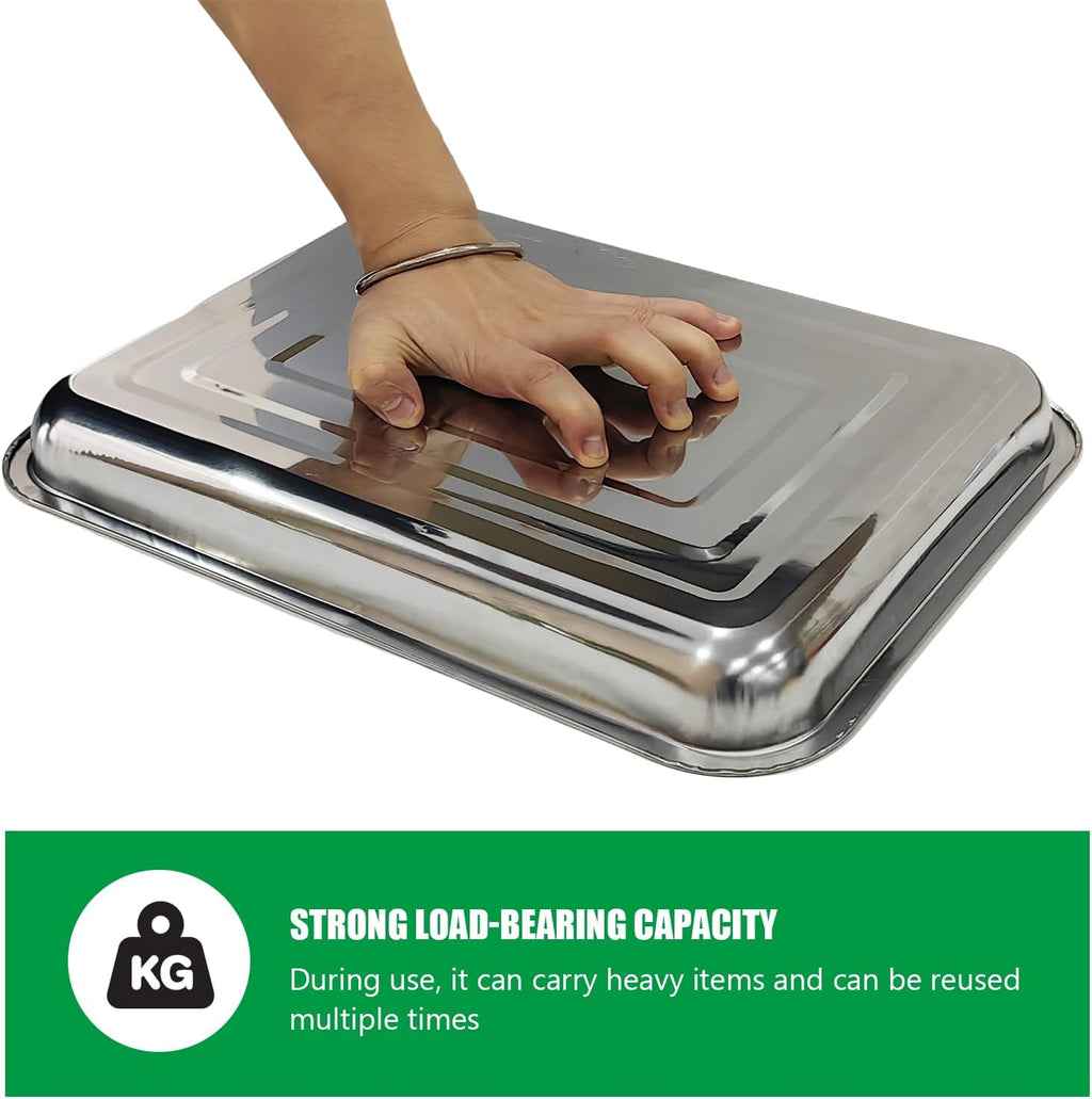 Stainless Metal Trays, Stainless Steel Seed Starter Carry Tray Fit 54 Cell Plug Tray, Nursery Seedling Pots Water Collection Transplantation (11.6 inch×15.2 inch, 1.45" Height, 10-Pack)