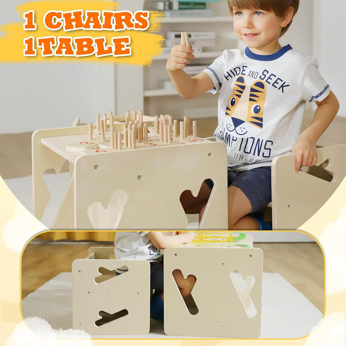 Montessori Weaning Table and Chair Solid Wooded Toddler Table and Chair Set Kids Montessori Furniture