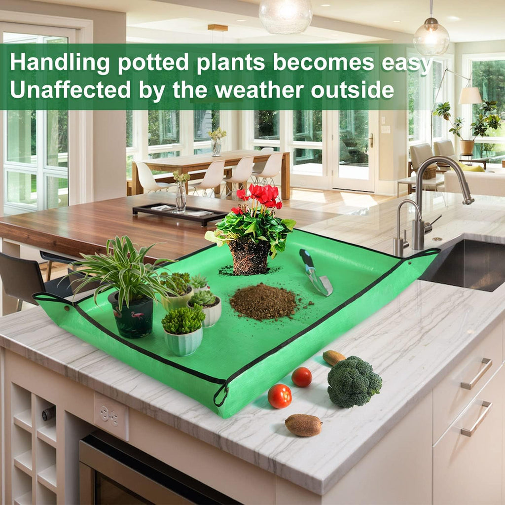 Large Repotting Mat for Plant Transplanting and Mess Control 39.5"x 31.5" Thickened Waterproof Potting Tray Succulent Potting Mat Portable Gardening Mat Plant Gifts for Women Men