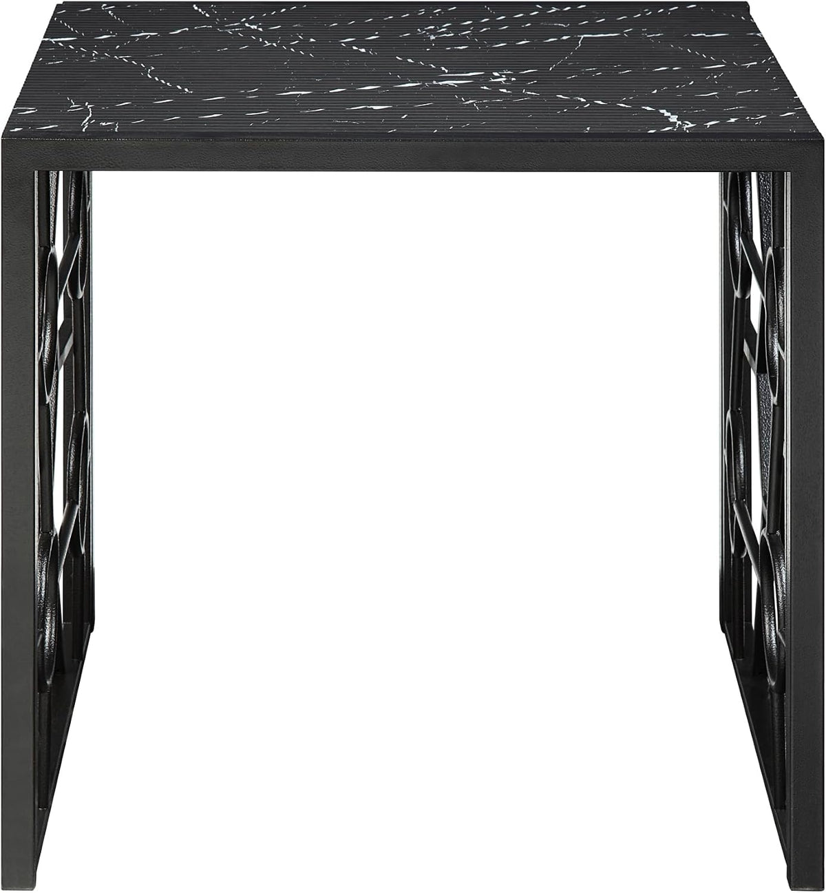 3-Piece Occasional Table Set with Marble-Print Glass Top | Includes 1 cocktail table and 2 end tables with fluted glass top