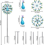 Stargarden 58 Inch Peacock Wind Spinner-Double Wind Sculpture Metal Windmill for Garden Patio Yard Decor