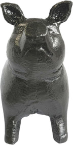 NACH Cast Iron Pig Statue - Sitting Pig, Rustic Garden Sculpture, Black Door Stop/Paperweight, JS-90-7151