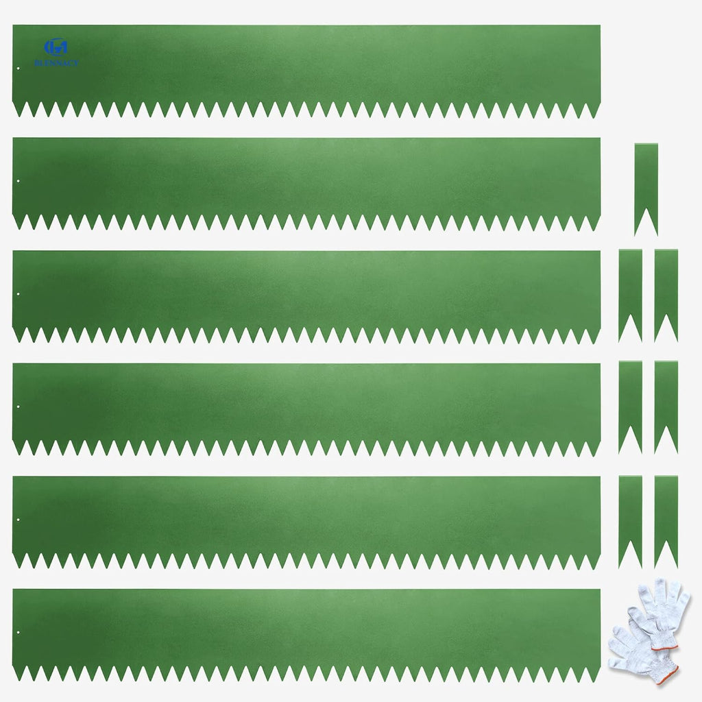 Metal Landscape Edging 6 Pack 40" L x 6" H,Galvanized Bendable Metal Garden Edging,Hammer- in Steel Landscape Edging with a Pair of Gloves and 7 Clips,Green (20 FT Total)