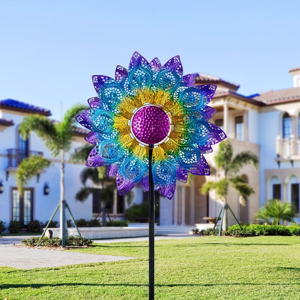 Large Wind Spinners Outdoor,Wind Spinner for Yard Metal Wind Sculptures & Spinners 82.8 Inch Windmill Kinetic Yard Art for Patio,Lawn & Garden Decor