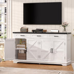 usikey 61” Large Sideboard Buffet Cabinet with 4 Doors and 3 Drawers, Farmhouse Buffet Table, Dining Room Storage Cabinet for Kitchen or Living Room, White