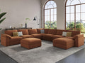 EASE MOOSE Oversized Modular Sectional Sofa with Ottoman, Modern Luxury Wide Deep Modular Couch, U Shaped Couch for Big Spaces Living Room, Brown