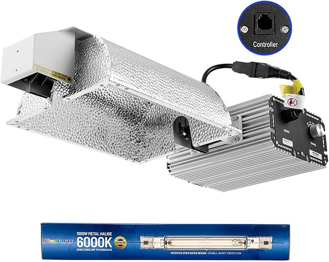 UltraGrow – Classic 1000W DE Double Ended HID Grow Light System with HID Bulb, Dimmable Ballast for Indoor Growing (Classic Controller & MH)