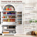 72" Tall Arched Kitchen Pantry Cabinet, Fluted Storage Cabinet with 8 Door Shelves, 3 Adjustable Shelves & Hidden Drawer for Kitchen Dining Bathroom (White)