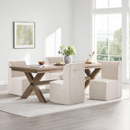 Upholstered Dining Chair, Modern Linen Fabric Dining Room Chair with Mid Backrest and Padded Seat Cushion, Accent Armless Kitchen Side Chair for Dining Room, Living Room, Reading Room, Bedroom