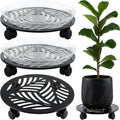 3 Packs 13 inches Large Metal Plant Caddy with PU Wheels Heav-duty Rolling Plant Stands Indoor Outdoor Wheeled Plant Dolly Coasters Flower Pot Mover Rollers Plant Trolley Cart, Plant Saucers Included