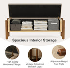 Storage Ottoman Bench, End of Bed Bench for Bedroom, 47" Boucle Upholstered Entryway Shoe Seat Bench, Holds up to 660 lb Storage Ottoman, Padded Blanket Chest Stool Foot Rest for Living Room Beige