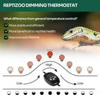 REPTI ZOO Reptile Light Fixture Dimming Thermostat Combo Pack, 8.5 Inch Deep Dome Lamp Fixture Max 150W, PID Reptile Thermostat Temperature Controller for Reptile Heat Lamp Bulb