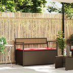 PE Rattan Patio Storage Bench with Cushion, Outdoor Seat for Cushions and Garden Supplies, Waterproof Inner Bag and Gas Spring Lid