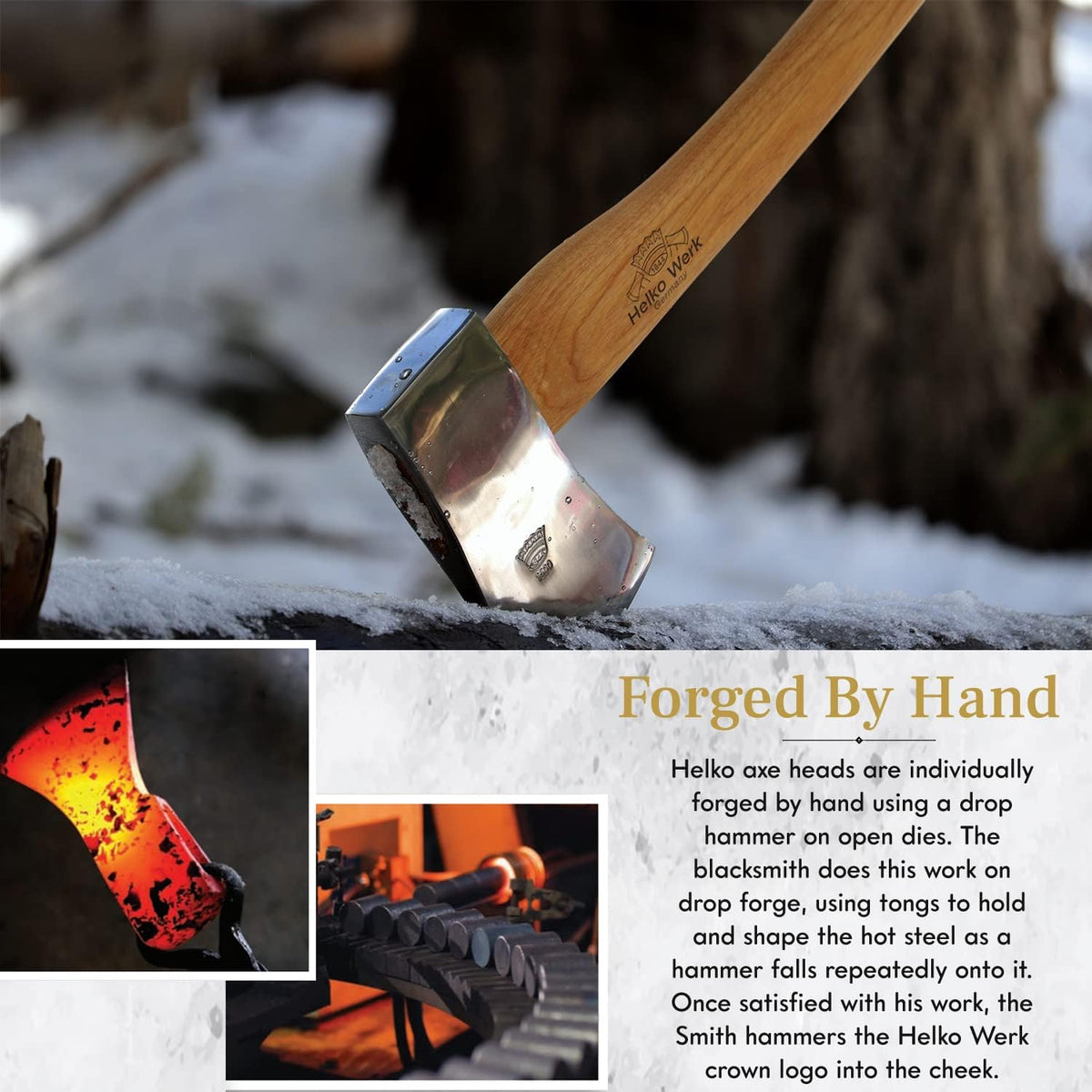 1844 Helko Werk Germany Classic Forester - 3.5 lb Felling Axe - Made in Germany Multi-Purpose Cutting and Felling Axe for Felling Trees, Splitting Wood - Head 3.5 lbs, Handle 31 in.(Forester) #10495