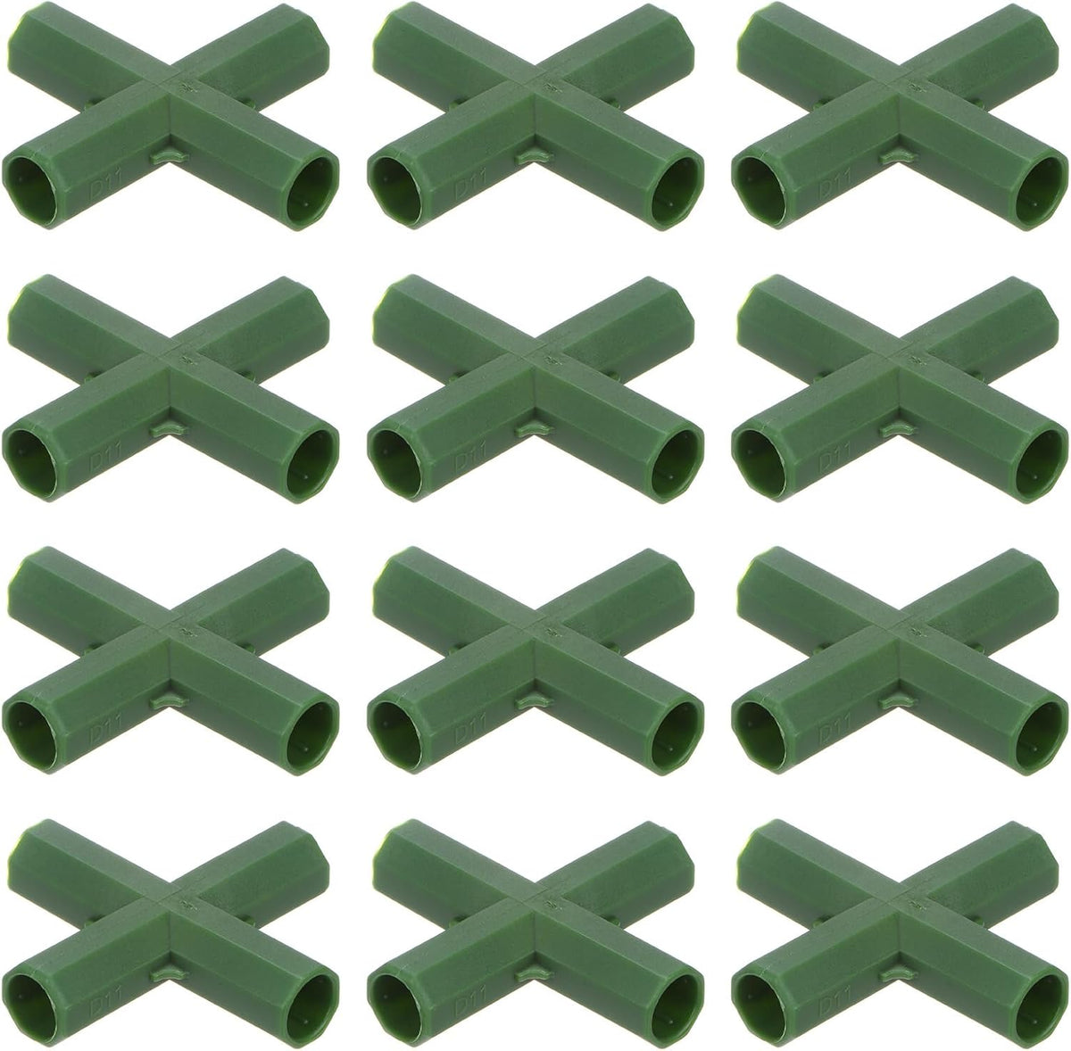 4 Pcs 11mm Greenhouse Frame Building Connectors, 4 Way Flat Pipe Fitting for Grape Trellis/Sunscreen Shed/Gardening Plant Stakes, Greenhouse Accessories [Green]