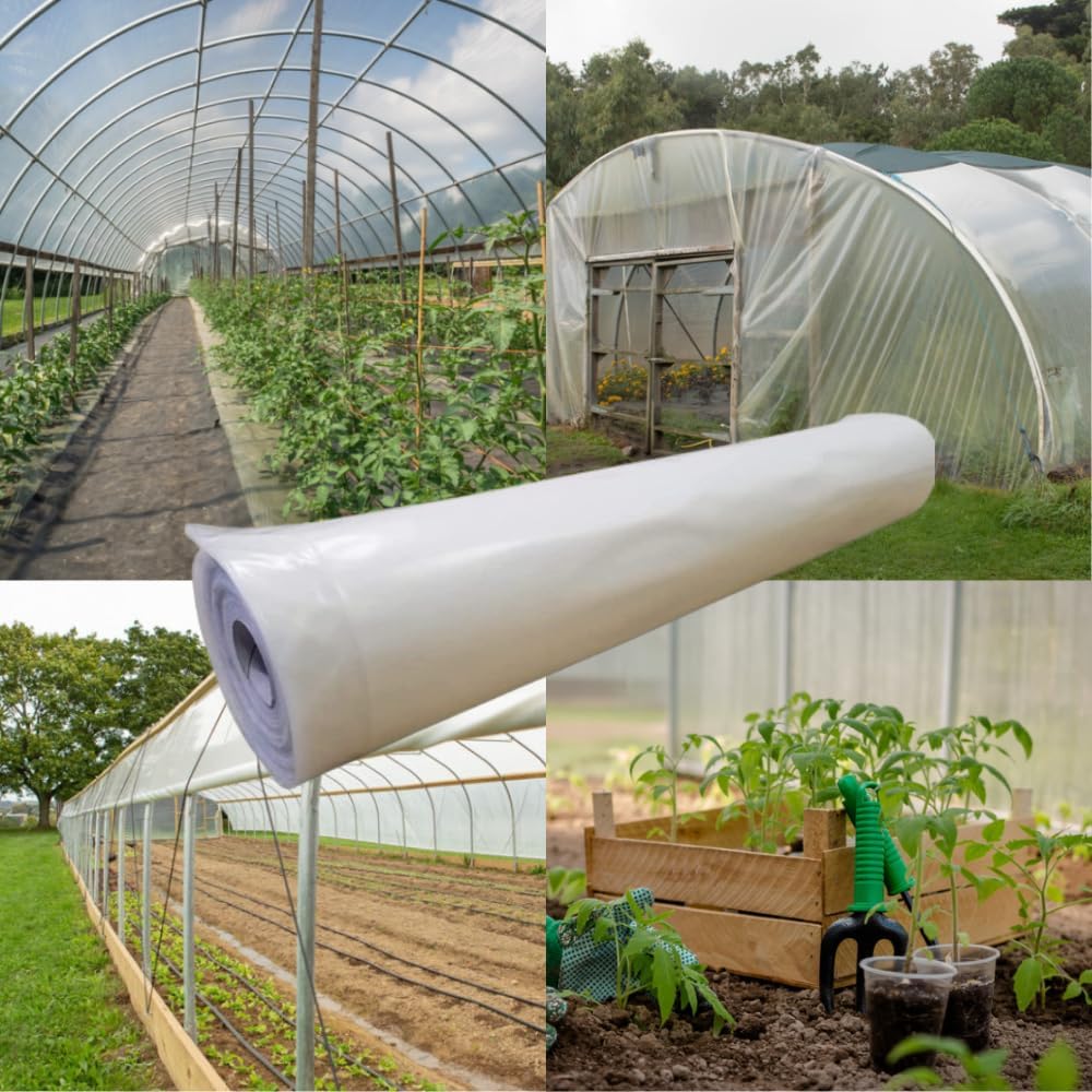 Farm Plastic Supply 4 Year Clear 6 mil Greenhouse Plastic Sheeting - Clear Sheeting, Polyethylene Film, Transparent Plastic Film for Greenhouse (50' x 50')