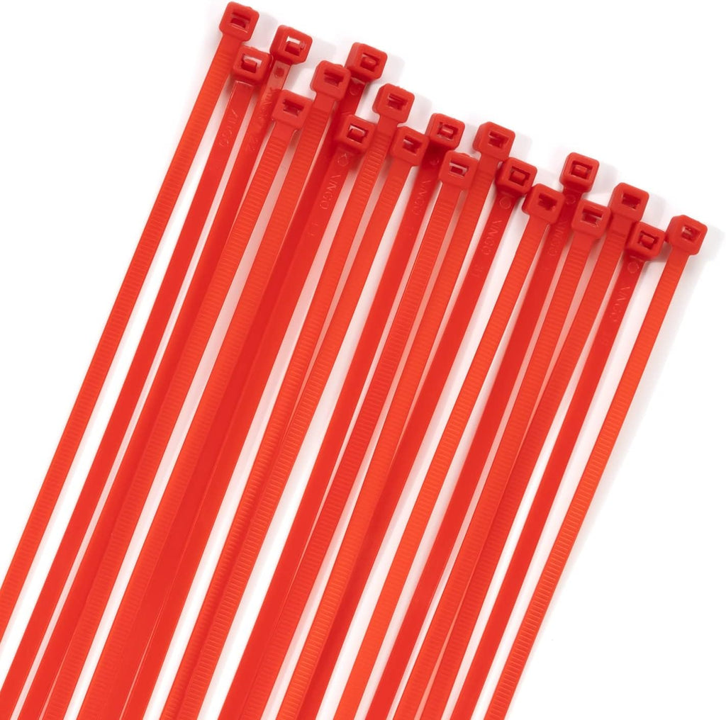 XINGO 100PCS Cable Zip Ties Heavy Duty, Premium Nylon Plastic Wire Ties with 50 Pounds Tensile Strength, Self-Locking Black Nylon Zip Ties for Indoor and Outdoor (8 inch, Red)