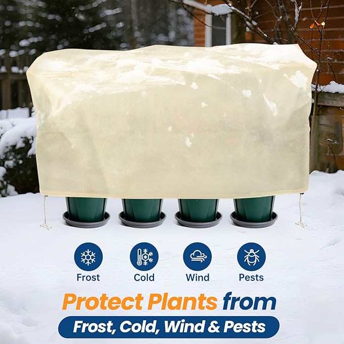 Plant Covers Freeze Protection, 2 Pack Garden Covers for Raised Bed, Frost Cloths for Outdoor Plants, Winter Protection for Vegetables & Flowers (102"×50"×22", Fit 4'×8' Bed)