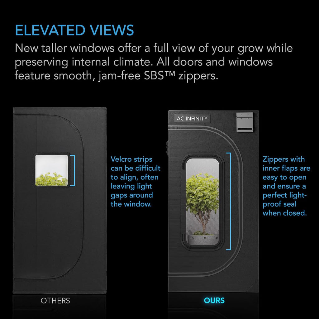 AC Infinity CLOUDLAB 733, Advance Grow Tent 3x3, Thickest 1" Poles, 2000D Mylar Canvas, Lab-Tested Highest Reflectivity, Largest Zipper Window, Controller Mount Plate, 36" x 36" x 72" Indoor Growing