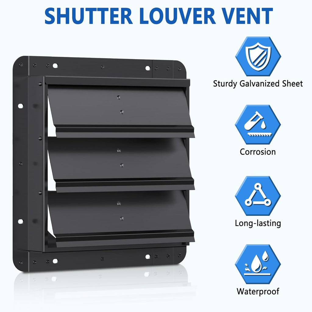 24 Inch Galvanized Sheet Spraying Automatic Exhaust Shutter Louver Vent (No Fan Blades and Motor) for Home Attics, Workshops, Barn, Greenhouse