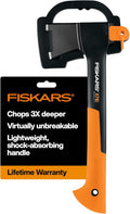 Fiskars X7 Hatchet Lightweight Wood Splitter for Small to Medium Size Kindling with Proprietary Blade and Shock-Absorbing FiberComp Handle, Lawn and Garden Tool, 14 inch, 1.5 pounds